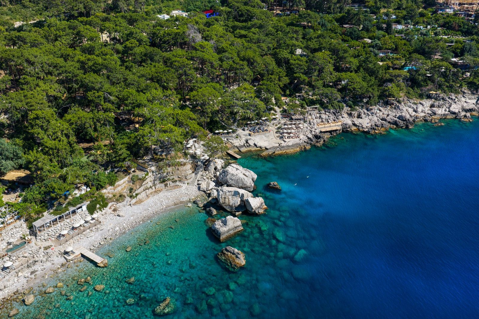 The bay at Faralya with Rups on the rocks